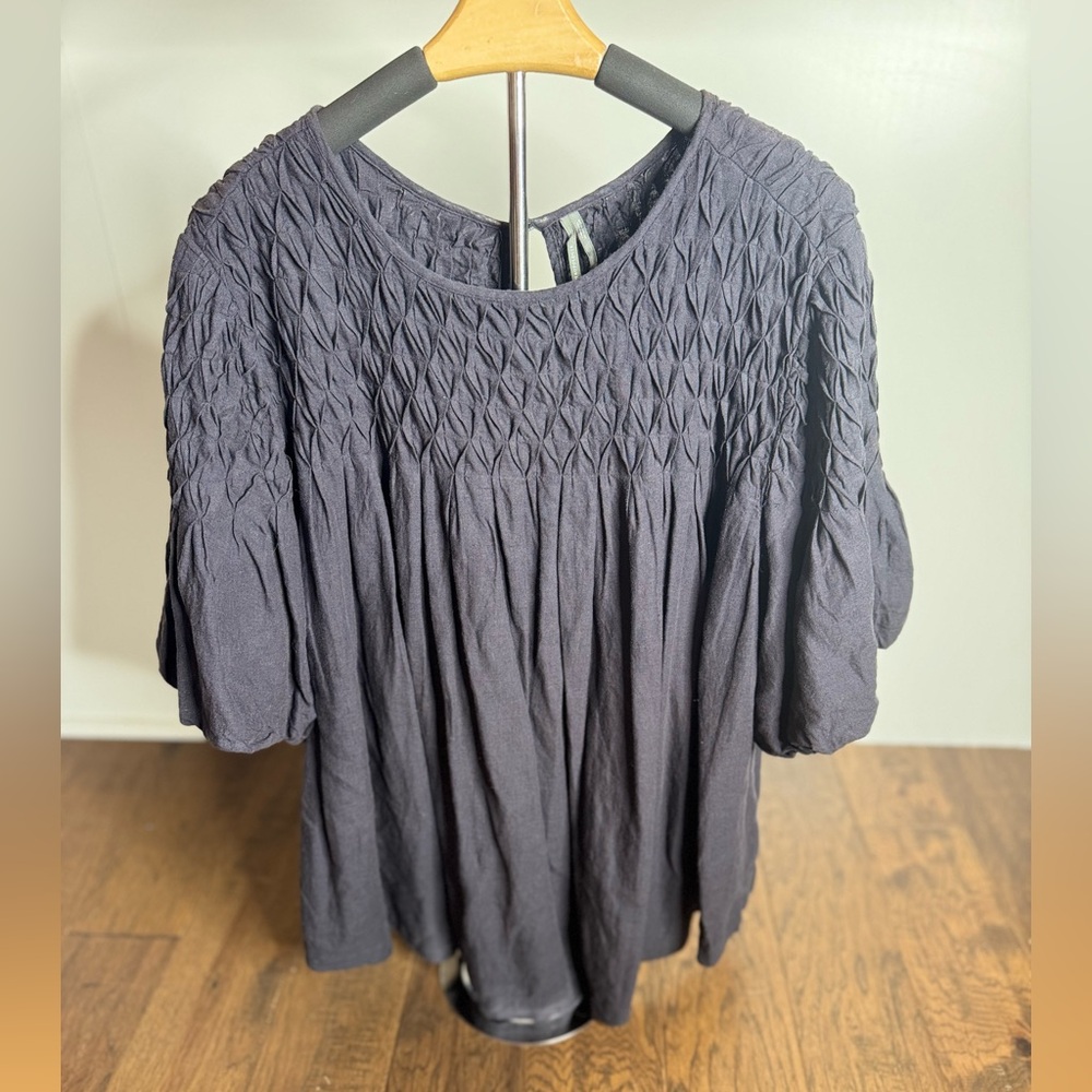 Anthropologie Textured Black Blouse